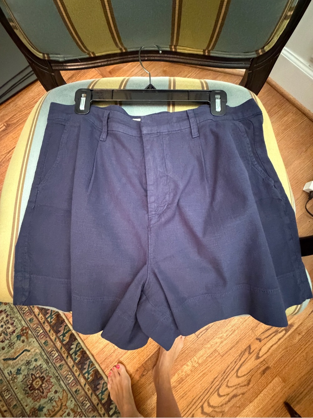 Frank & Eileen Navy Flat-Front Cotton-Blend Women's Shorts